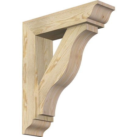 Ekena Millwork Funston Traditional Rough Sawn Bracket w/ Offset Brace, Douglas Fir, 6"W x 22"D x 26"H BKT0604X22X26FST01RDF